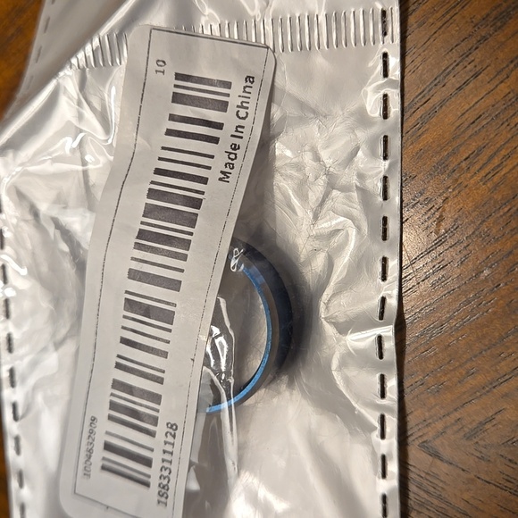 Men'S Tungsten Steel Ring With Blue Sand Finish And White Edge Size 10 - Picture 7 of 7